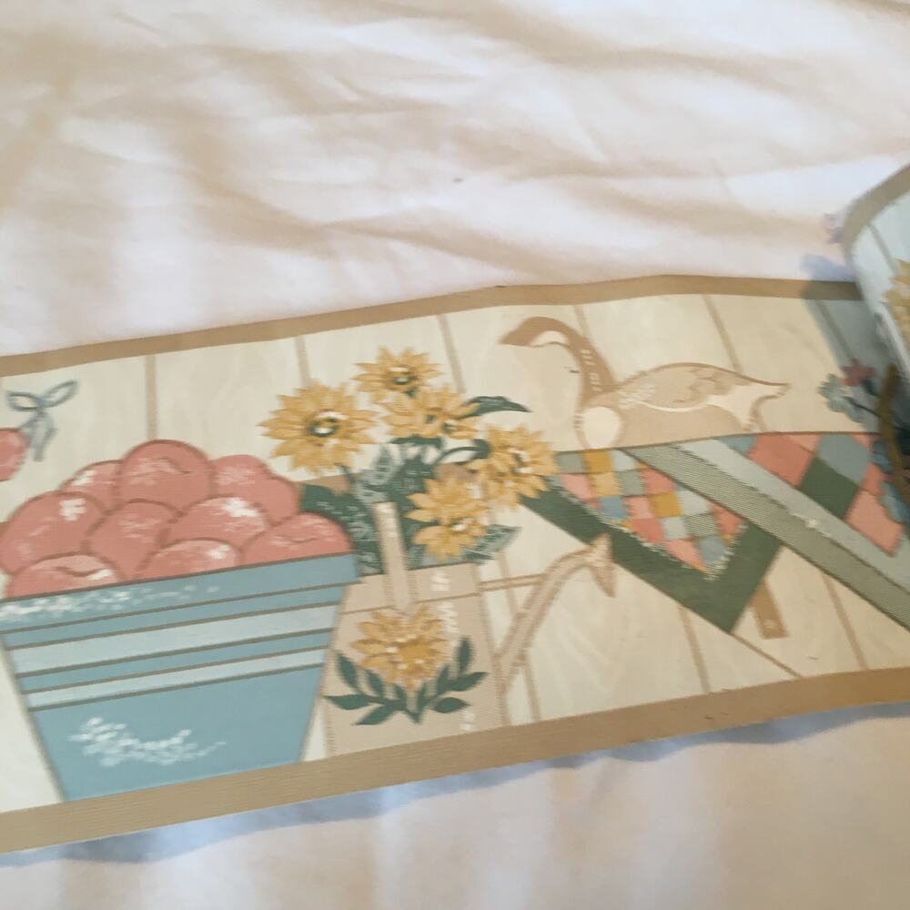 VTG CAT/HEART/GOOSE 3.5 inch Pre-Pasted Wallpaper Boarder 3 Rolls-5 Yards Each